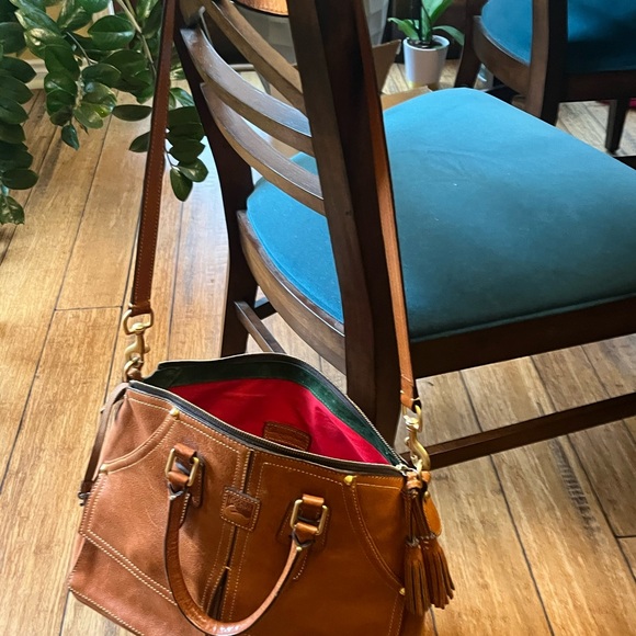 Dooney & Bourke Clayton Florentine leather satchel Natural Color Handbag Purse - Picture 4 of 9